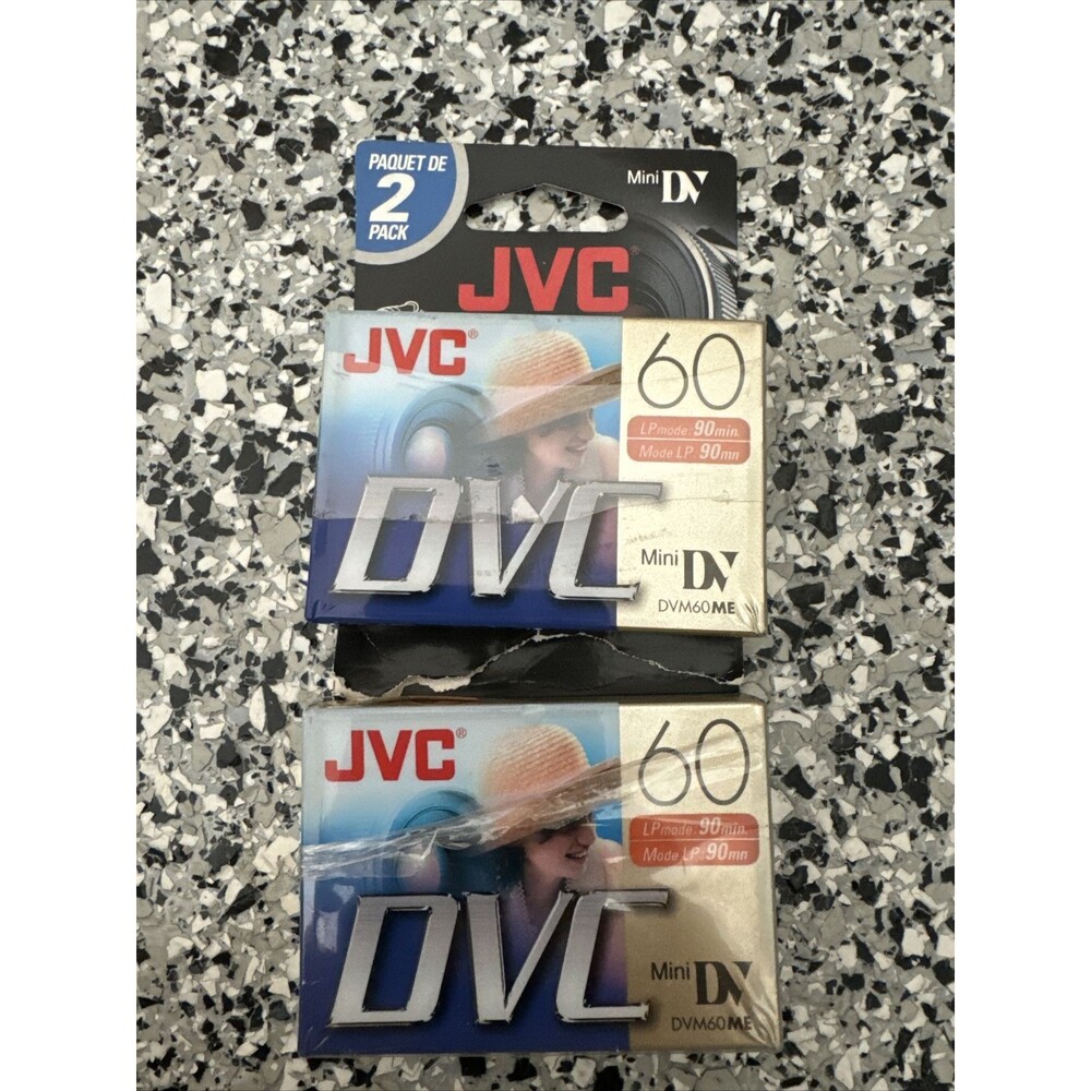 2 Pack JVC Mini DV DVC 60 Min 90 mm Digital Video Cassette Tapes New Sealed